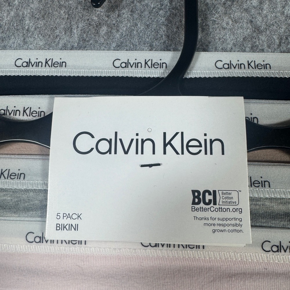 Calvin Klein Womens 5 Pack Bikini Underwear Leopard Print Logo Waistband QP2722X